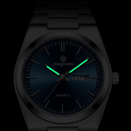 PAAZOMU Luxury Sport Quartz Man Wristwatch Waterproof Luminous Date Week Men Watches Stainless Steel Men's Watch Male Watch+box