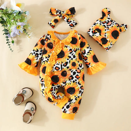 Newborn Baby Romper Love Printed Clothes Hooded Children Girl 0-1 Years Autumn Spring Infant Boy Jumpsuit Outfits 3 6 Months