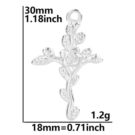 5pcs/Lot High Quality Stainless Steel Cross Pendants For Jewelry Making Supplies Metal Rose Lava Ankh Cross Charms DIY Materials