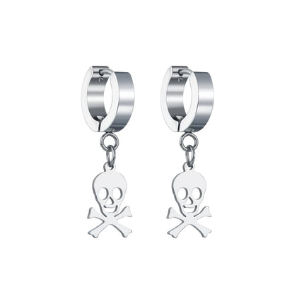 Design Stainless Steel Skull Drop Earrings For Women Men Fashion Gothic Street Hip Hop Ear Jewelry Pendant Cool Stud Earrings