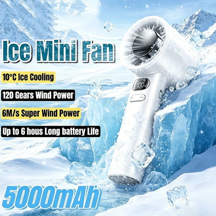 5000mah Handheld Mini Fan Electric Hand Fans Ice Compress High-Speed Cooling USB Rechargeable Portable LED Display Fan