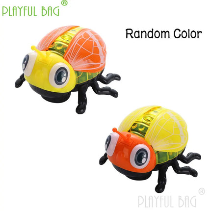 Electric Toys Kid Glowing Leash Pulling Seven Star Ladybug Walking Insect Beetle Light Music Boys Girls Fun Christmas Gift VG103