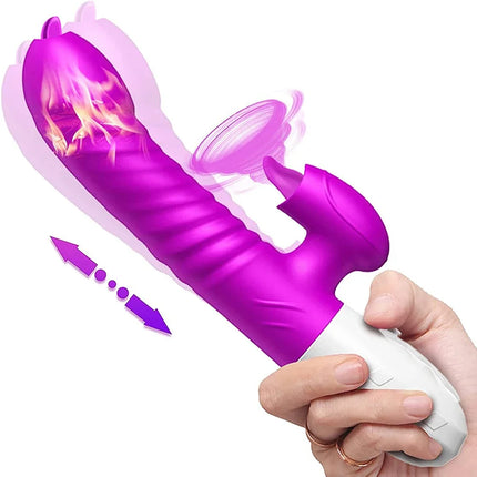 Thrusting Vibrator for Women Licking G Spot Clitoral Nipple Stimulator Heating Realistic Dildo Masturbation Adult Sex Toys