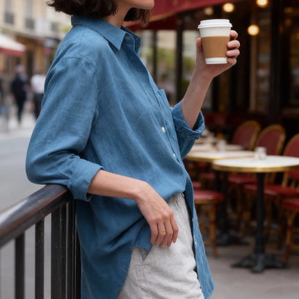 plus Size Women's Fashionable Solid Color Shirt Autumn Top Versatile Outerwear Formal Women's Clothing