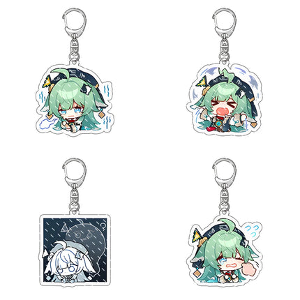 Honkai: Star Rail Anime Figure Acrylic Keychain Dan Heng Feixiao Firefly Model Plate 4pc/set Keyring Game Fans Gift