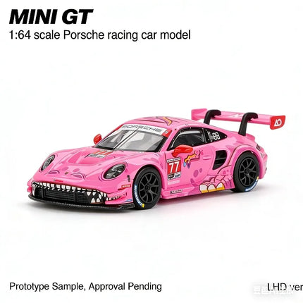 MINI GT 1:64 911 GT3 R #77 AO Racing 2024 Simulation static alloy car model, Boys' festival gift toy collection ornament.