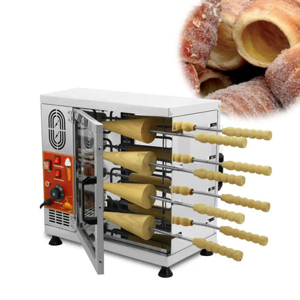 8pcs Electric Kurtos Kalacs Oven Ice Cream Corn Rotary Bread Roaster Chimney Cake Machine For Commercial