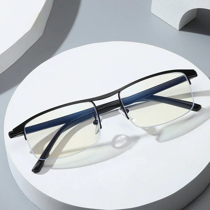 Progressive Multifocal Reading Glasses for Women and Men Anti-Blue Light Half Frame Bifocal Presbyopia Eyeglasses +100 To +400