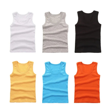 Children's Vests T-shirts Summer Boys Girls Cotton Sports Tops Waistcoat Solid Color Casual Kids Vest