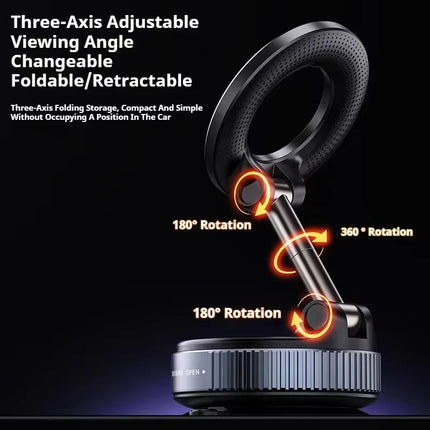 Strong Magnetic Phone Holder Foldable Design 360° Adjustable Vacuum Car Mount For Cell Phone For phone Live Stream