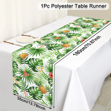 Summer Hawaiian Floral Plastic Tablecloth Flamingo Table Runner Candy Bags For Tropical Hawaiian Birthday Party Decorations