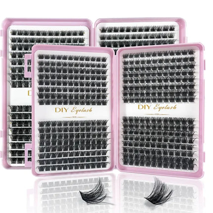 1Box Individual Lashes Clusters DIY Lash Extensions Book, D Curl Lash Clusters Eyelash Extension at Home