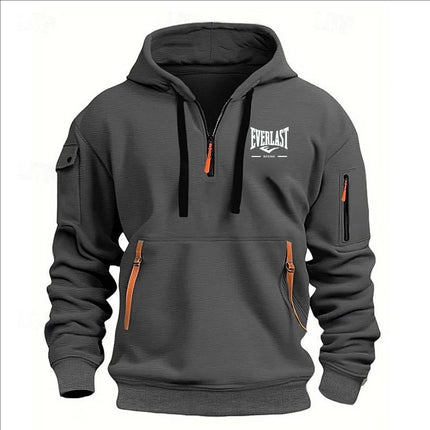 Fashion autumn and winter men's brand clothing multi-zipper design printed hoodie casual sweatshirt loose hooded jumper