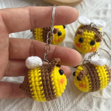 10/1PCS Crochet Bees DIY Handmade Knitted Keychain Keyring Crocheted Mini Bees Pendants Car Key Ring Handbag Charms Gifts