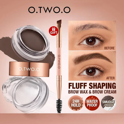 O.TWO.O Eyebrow Pomade 2-in-1 Brow Gel Wax Waterproof Long Lasting Creamy Texture Eye Brow Tint Enhancer Cosmetic Makeup