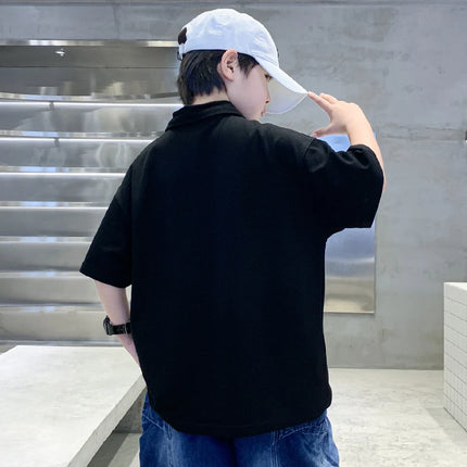 Fashion Kids Summer Short Sleeve Polo Shirt With Drawings Teens Boys Casual Outfits Clothes Baby Child Loose Cotton Polo Tshirt