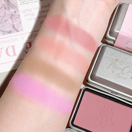 4 colors available iron box monochrome blush, peach color brightening skin tone matte blush plate, modify the outline color does