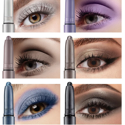 6-Color Eyeshadow Stick Pearlescent Matte Multi-color Anti-smudge Eyeshadow Pen 6 Pcs Set