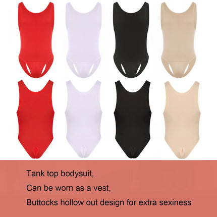 Men's Sexy Bare Body Jumpsuits Hot Open Crotch Backless Anal Panties Hip-Baring Bodysuit BDSM Fetish Sissy Gay Exotic Costumes