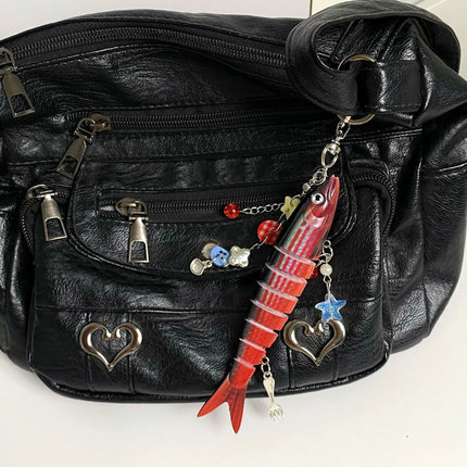 Fish Keychain Bionic fish bait keychain, ocean small fish multi-section fish Luya bag pendant cross-border