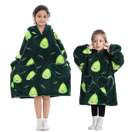 100-160CM Flannel Oversized Hoodie Teenager Girls Boys Pullovers Winter Sweatshirts for Kid Children's Clothing Wearable Blanket