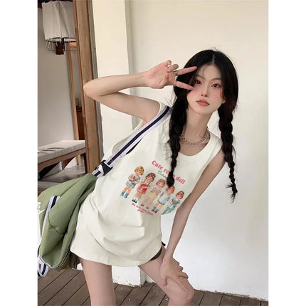 Pure Cotton Sports Tank Top Women's Summer Outdoor Baskeall orm Svel Vest Loose Hanging Ne irt