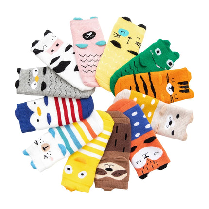 1 Pair Winter Cute Animal Anti-slip Socks For Baby Boys Warm Socks For Baby Girls Newborn 0 to 24M Super Thicken Terry Socks In