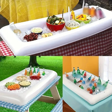 1 Piece of Inflatable Serving Stick, Ice Self-Service Salad Serving Tray, Food and Beverage Holder, Cooler Container