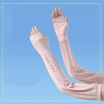 Summer Arm Sleeves Sunscreen UV Protection Cycling Sleeve Covers Women Half Finger UV Resistant Ice Silk Driving Arm Sleeves