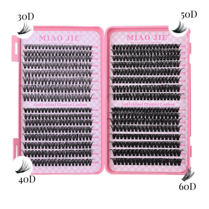 MIAOJIE 640Pcs Eyelash Extension 304050D60D80D100D Lash Clusters D Curl 9-16mm Individual Lashes DIY Makeup False Eyelashes