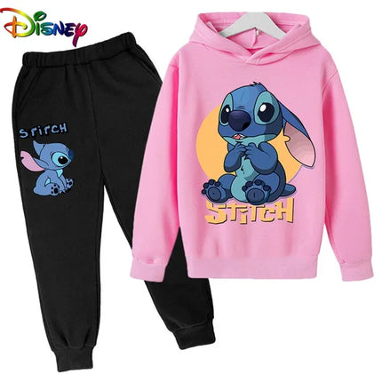Children Boys Girls Stitch Hoodies Pants Set Boys Girls Stitch Sweatshirts Hooded Kids Fashion Stitch Pullovers Clothes Suit