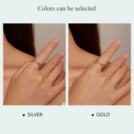 BAMOER 14K Gold Plated X Ring Dainty Minimalist 925 Sterling Silver Cross Ring for Women Promise Jewelry 2 Colors SCR543