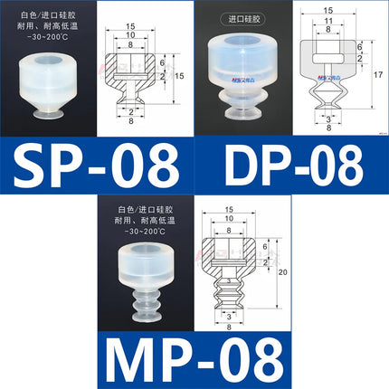10PCS SP/DP/MP Series Vacuum Suction Cups Single Layer Robot Industrial Pneumatic Accessories Strong Suction Nozzle