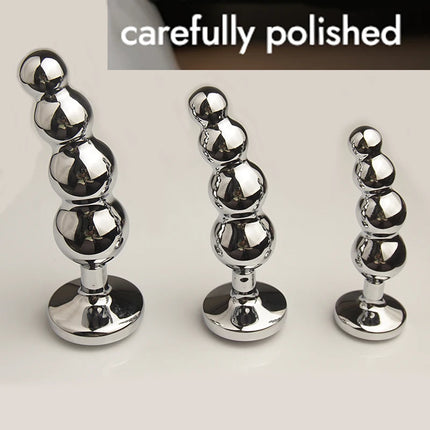 Metal Curved Anus Butt Plug,4 Beads Stimulating Anal Plugs Sex Toy, Prostate Massage,Analplug Buttplug Butplug with Jewelry Base