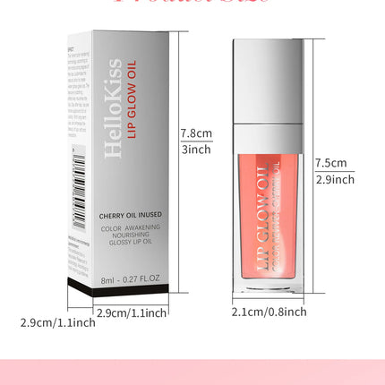 Hellokiss Lip Glow Oil 8ml Glossy Lip Oil Moisturizing Lip Glaze Transparent Lip Balm  Lip Stick Cherry