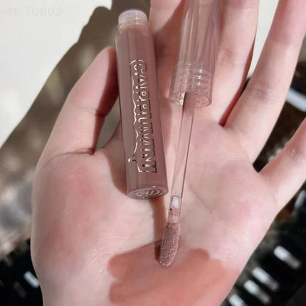 Cappuvini Punk Dark Brown Mirror Water Lip Gloss Waterproof Long-Lasting Liquid Lipstick Tint Red Glaze Transparent Glass
