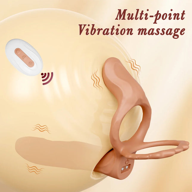 Double Penetration Vibrator for Couples, Penis Ring, Semen Cock Ring, Penis Enlargement, Delayed Vibrating Sex Toys for Men, Adults