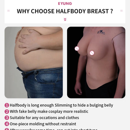Eyung Fake Boobs Silicone Breasts Crossdresser Transexual Bodysuit Transgender H Cup Crossdress Articifial Breastplate Silicone
