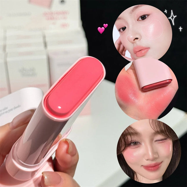Multi-Functional Blush Stick Easy Color Rouge Blusher Cream Waterproof Brightening Face Contour Smooth Cheek Tint Korean Make Up