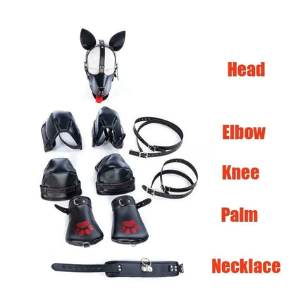 SM Dog Bondage Kits with Fetish Slave Elbow Knee Restrain Crawl Protective Gear for Couple Adult Games Erotic Sex Toys