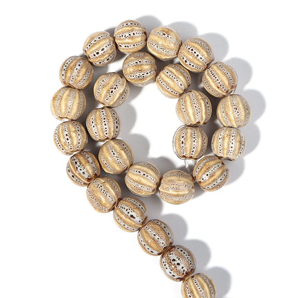 1 Strand  Pumpkin Shape Stripe Ceramics Beads Colorful Floral Glaze Beads for Jewelry Making DIY Loose Spacer Beads Accessories