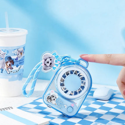 Portable Mini Fan Cute Keychain Fan USB Rechargeable Pocket Handheld Fan with 3 Speeds for Travel Kids Women