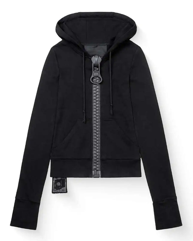 Y2K street Harajuku loose oversized zipper multi-pocket hoodie American fashion trend solid color oversized hoodie for women