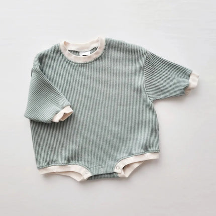 2023 Baby Waffle Sweatshirt Romper Newborn Infant Baby Girls Boys Cotton Oversized Romper Long Sleeve Toddler Clothes Jumpsuits