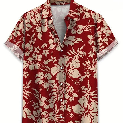 Floral Shirts Men's Hawaii Holiday Party Blouse 2025 Lapel Beach Shirt Flower Camisas Short-sleeved Womens Clothes