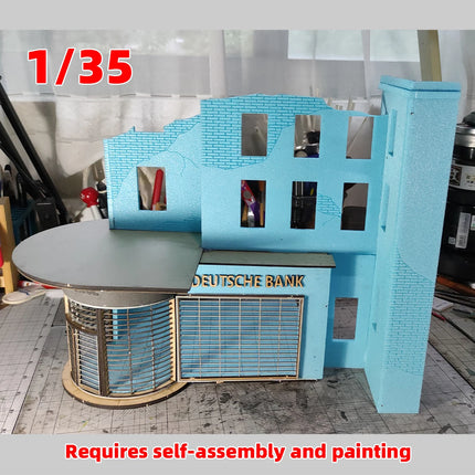 Assembly Architectural Miniature Building Architecture Ruined German Bank Urban Ruins House Diorama Scale Model Kit 1/35