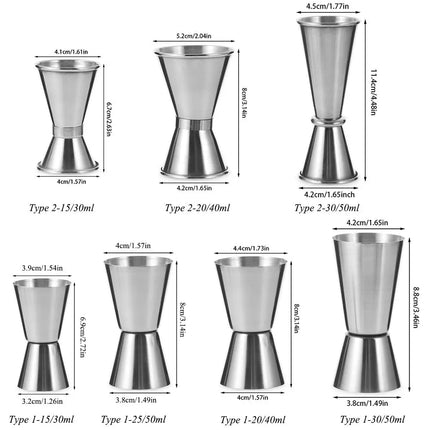 Dual Shot Measure Cup Stainless Steel Measure Jigger Cocktail Mug Drinking Spirit Barware Kitchen Gadgets Bar Tools