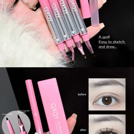 2 in 1 Punk Red Eyebrow Eyeliner GelPencil with Angled Brush Smudge-Proof Waterproof Smooth for Brow & Lying Silkworm Eye Makeup