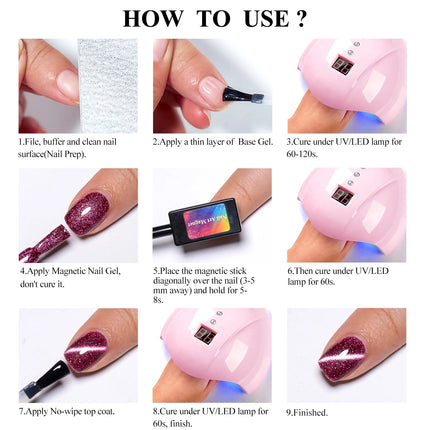 10ml Nude Pink Cat Magnetic Gel Nail Polish Ultral Shine Glitter Semi Permanent Soak Off UV Gel Varnish Nail Decor Nail Supplies