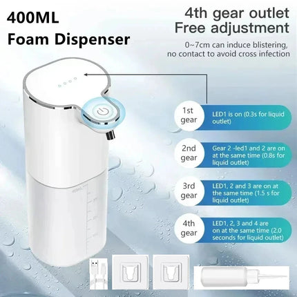 P9 Automatic Foam Soap Dispensers 400ml Bathroom Smart Washing Hand Machine With USB Charging 2-in-1 Desktop Wall Hanging